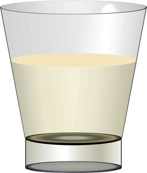 Glass of alcoholic spirits. Vector illustration. Ware.
