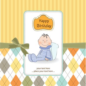 new baby announcement card with little baby boy