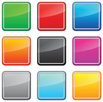 Set of square web buttons in different colors