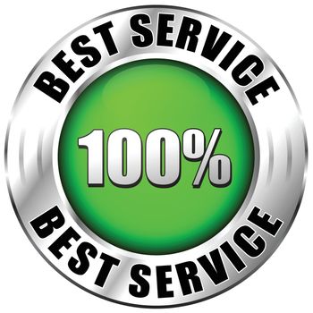 Illustration of best service label on white background