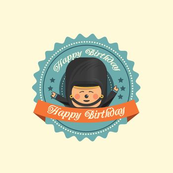 Vintage birthday label with a soldier