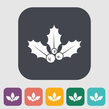 Holly berry. Single flat icon on the button. Vector illustration.