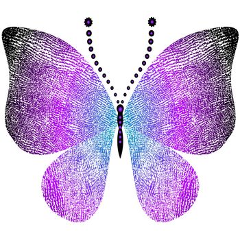Fantasy grungy vintage butterfly isolated on white (vector)