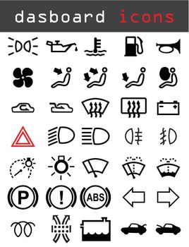 Dashboard icons signs and symbols on white background