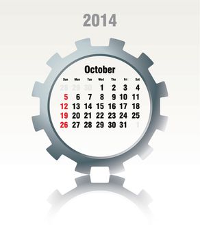 October 2014 - calendar - vector illustration
