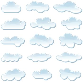 Cloud Icons - Colored Illustration, Vector
