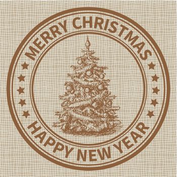 Christmas and New Year stamp with the Christmas tree