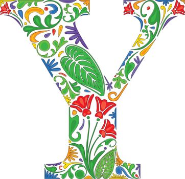 Colorful floral initial capital letter Y