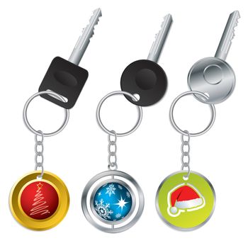 Keys with christmas theme and elements keyholders 