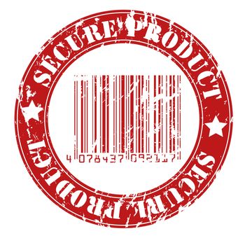 Secure product grungy stamp design with bar code