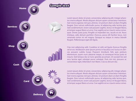 Purple website template with simplistic design and elements