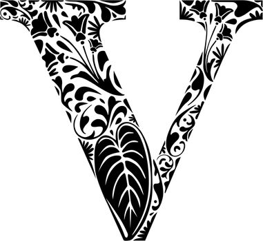 Floral initial capital letter V
