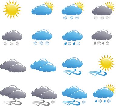 Weather icon set winter day isolated