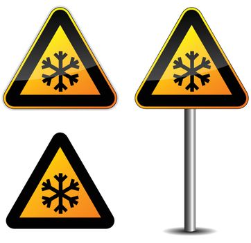 Vector illustration of snow roadsign on white background