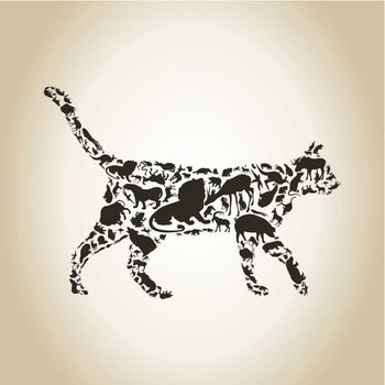 Cat made of animals. A vector illustration