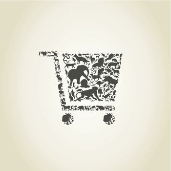 Cart made of animals. A vector illustration