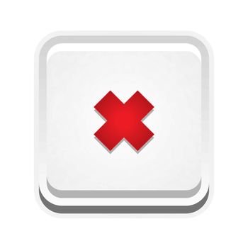 the white square button illustration with sign of false