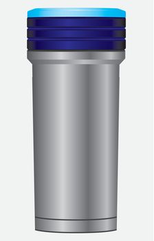 Steel mug for tea with heat saving. Vector illustration.