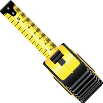 Yellow roulette measure building tool on white background. Vector illustration.