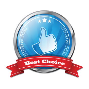 Vector best choice blue stiker with red ribbon. EPS10