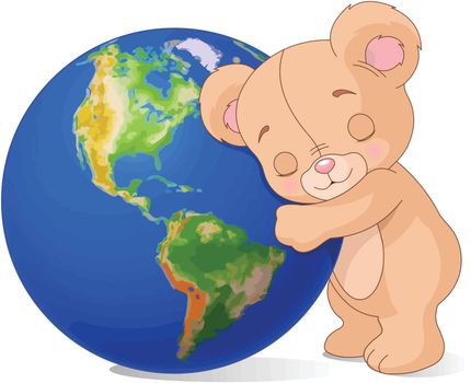 Teddy Bear hugging the Earth