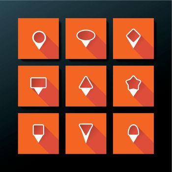 Vector flat icon set - map pin collection