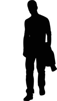 Walking young man, silhouette vector