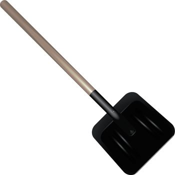 Steel shovel work in the garden and on the construction site with a wide blade. Vector illustration.