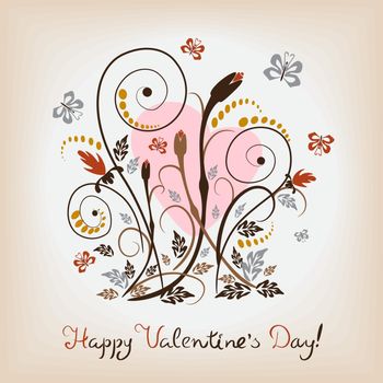 card with an elegant floral pattern for Valentine's Day