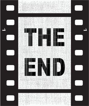 A strip of film with the text THE END.