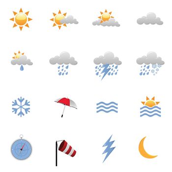 vector set of weather forecast icons