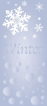 A depiction of Winter with snowflakes