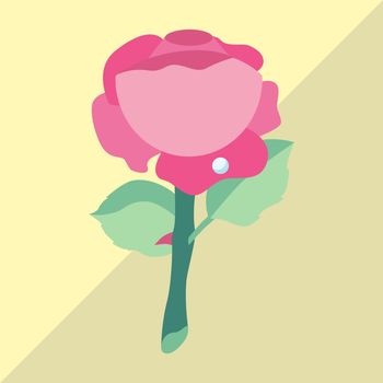 beautiful pink rose in flat design