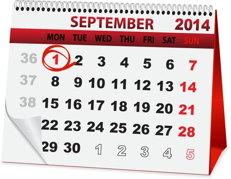 holiday calendar in honor of September 1 vector illustration