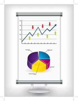 Roll up display stand with charts