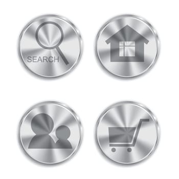 Realistic metal button with circular processing. For internet-shop