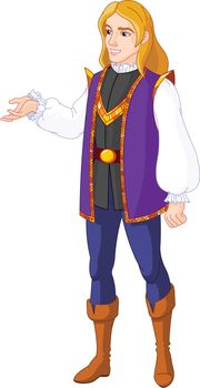 Illustration of Prince Charming presenting