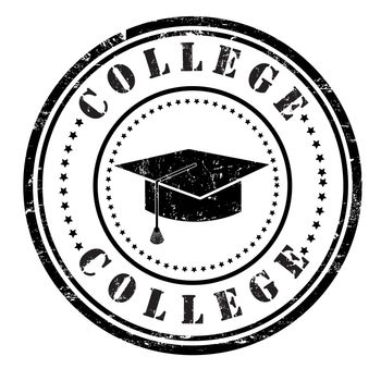 College grunge rubber stamp on white, vector illustration
