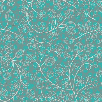 turquoise floral ornament. plant motives.  Use as a fill pattern, backdrop, seamless texture.