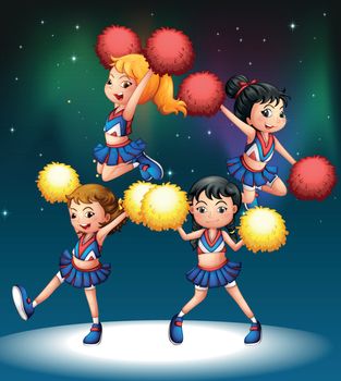 Illustration of the four cheerdancers