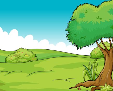 Illustration of a clean and green scenic view