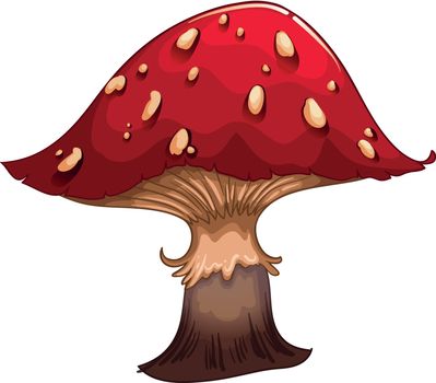 Illustration of a giant red mushroom on a white background