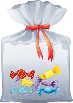Illustration of a pouch bag of sweets on a white background