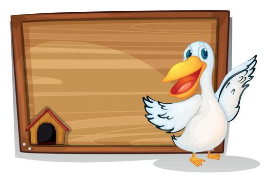 Illustration of an empty wooden board with an aquatic animal on a white background
