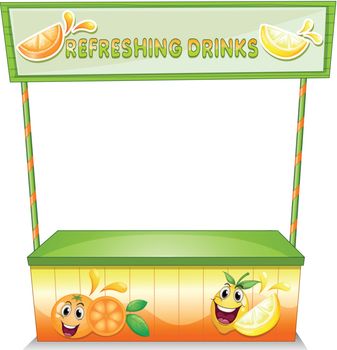 Illustration of a stall for refreshing drinks on a white background