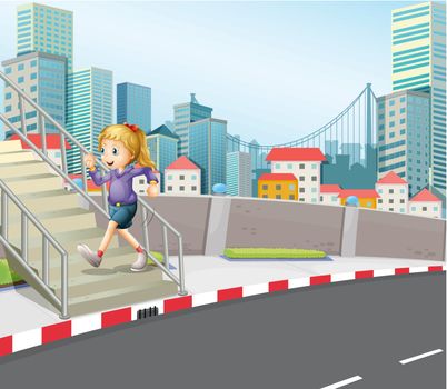 Illustration of a girl exercising outdoor