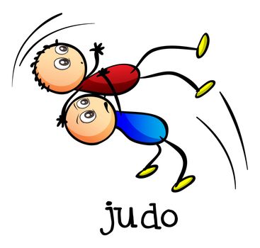 Illustration of the stickmen doing judo on a white background