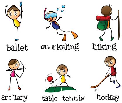 Illustration of the different sports activity on a white background