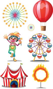 Illustration of a carnival with clown on a white background