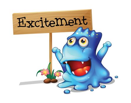 Illustration of an excited monster on a white background